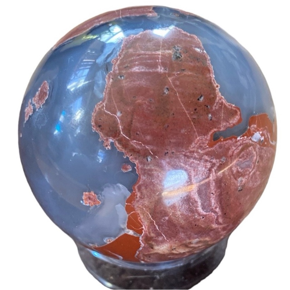 Red Volcano Agate Sphere - Picture 9 of 11